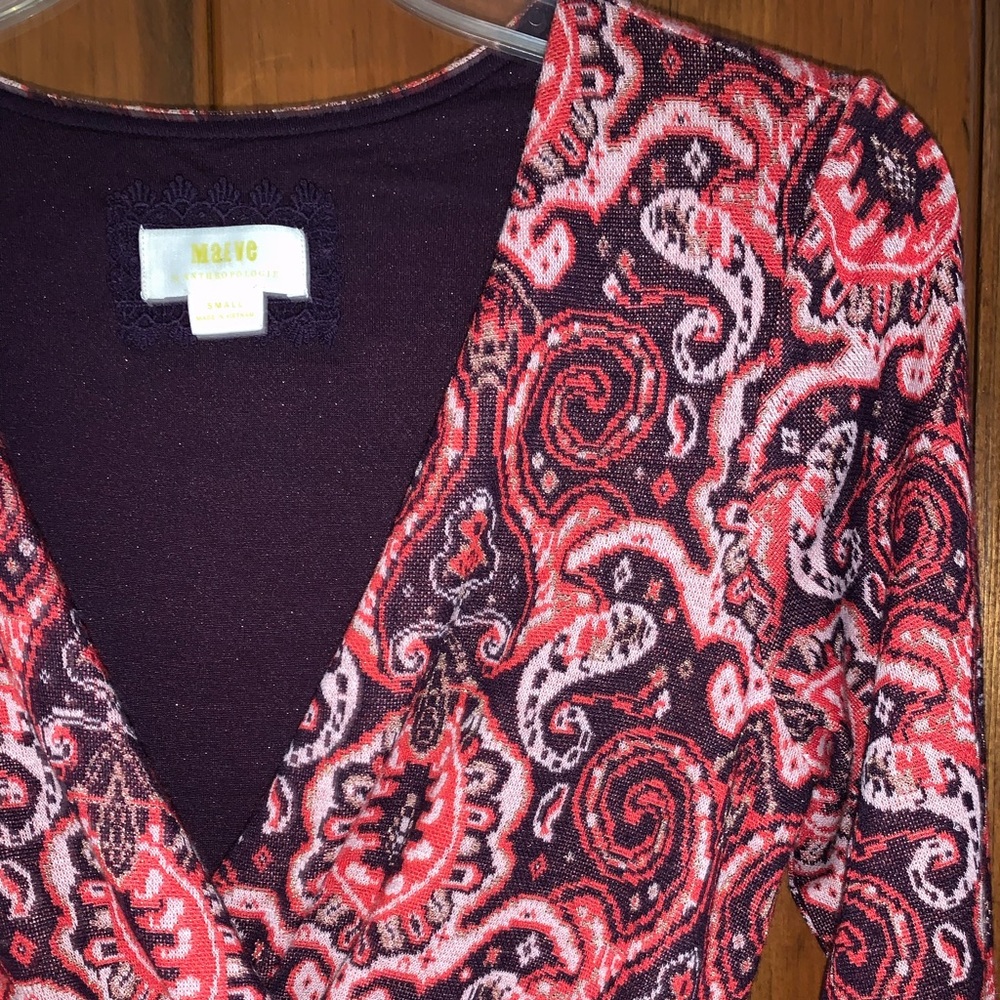 Anthro Belted Paisley Fit & Flare Knit Dress - Picture 9 of 16